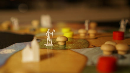 Game pieces on a game board